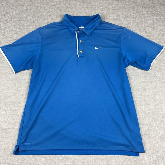 Nike Other - Nike Polo Shirt Mens L Blue Dri-FIT Moisture Wicking Golf Short Sleeve